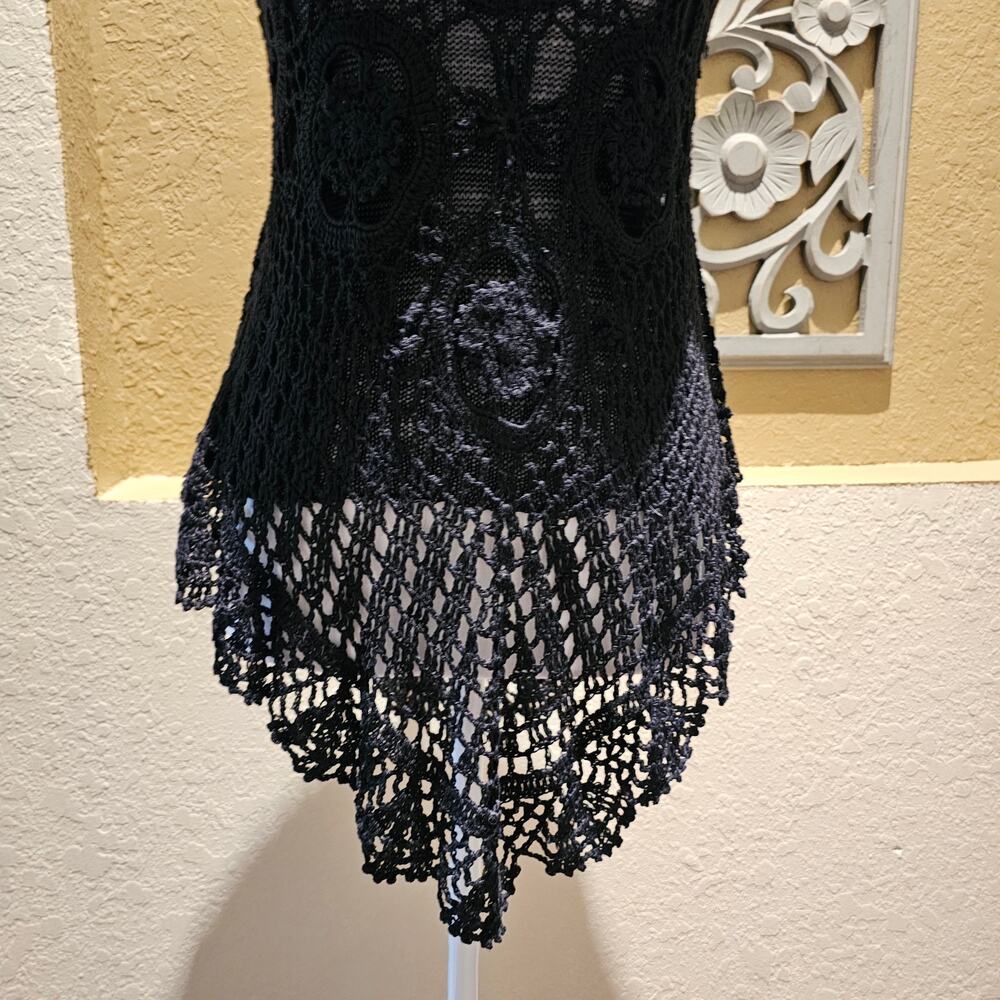 Sacred Trends Y2K Crochet Top S Black Grunge Goth Witchy Romantic Cottagecore - Picture 5 of 10